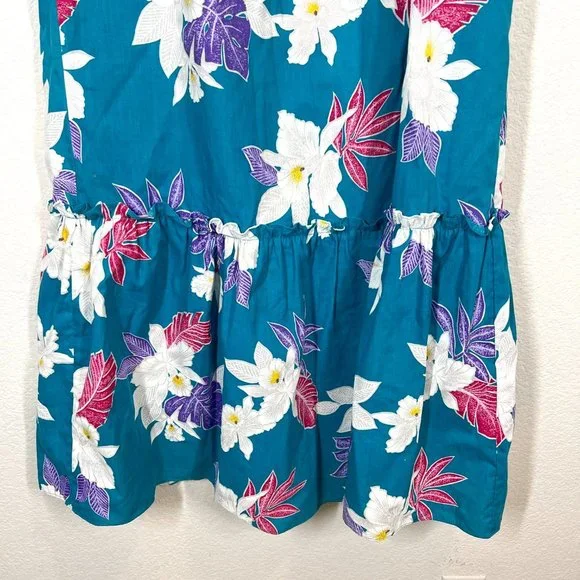 Vintage Hawaiian Maxi Dress Mumu Muumuu Floral Blue Pink White - Picture 7 of 11